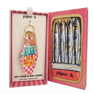 Piper K  viral Sardines Fish Print Keychain Bag Charm